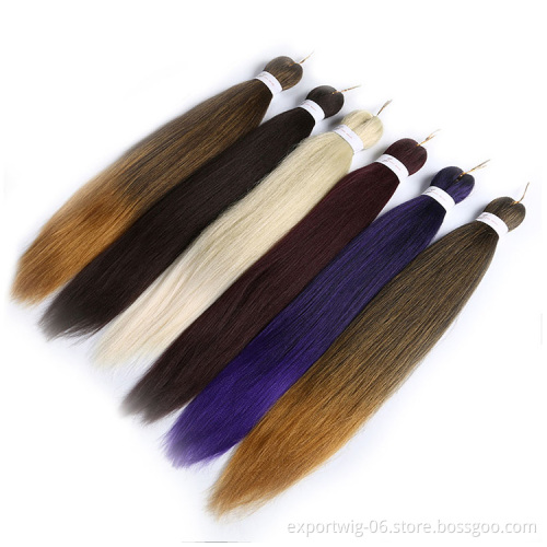 Pre-stretched Braiding Hair Yaki Texture Synthetic Fiber Ombre Color Hot Water Setting 26inch Easy Braid Hair Extensions